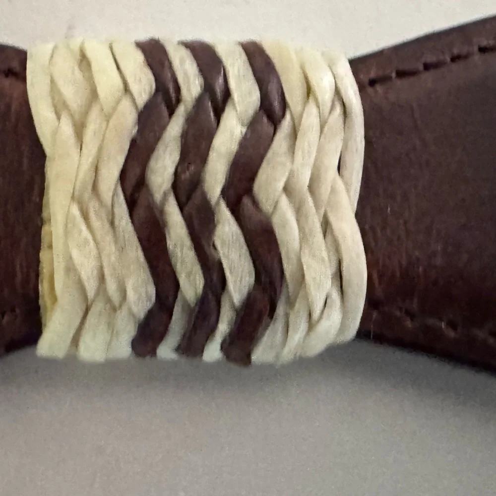 Nacona Western Belt Leather with Silver Tone & Woven Rawhide Accents Women’s 30